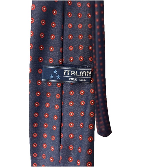 Men's Tie Italian Handmade 100% Silk Blue Red Patriotic Colors - Picture 2 of 5